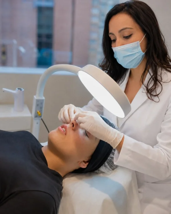 Mujer chilena aplicándose skincare coreano K-Beauty como parte de un tratamiento facial con respaldo médico en clínica de Providencia - Imagen 3